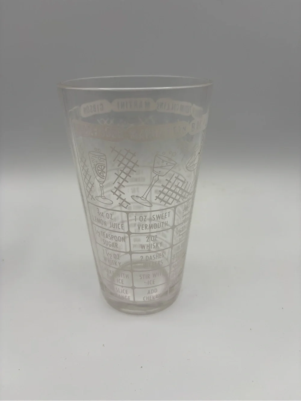 3 MCM Cocktail Barware Recipe Mixing Glasses Mojito Martini Manhattan DAIQUIRIS